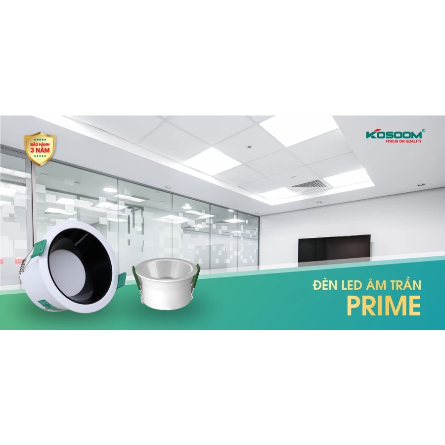 Đèn âm trần Chống Chói Chiếu Sâu KOSOOM Prime 10W, 15W, 20W, bảo hành 3 năm