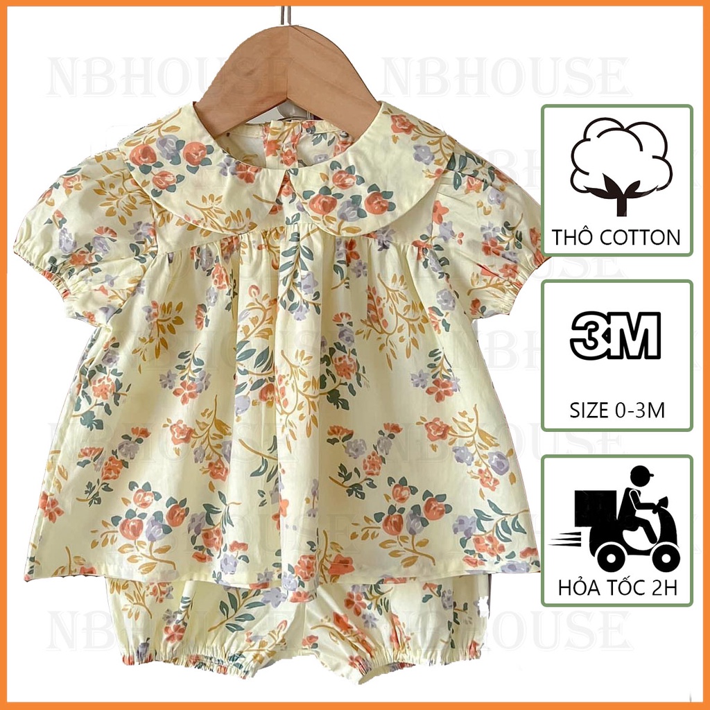 Bộ đồ hoa bodysuit rời quần đùi cho bé gái sơ sinh