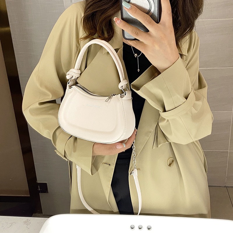 MONEY Túi đeo vai đơn Phong cách đơn giản thanh lịch Da PU màu trơn Tay cầm thoải mái Túi đeo vai Hàn Quốc cho chuyến đi chơi hẹn hò Du lịch