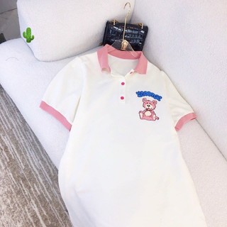 ĐẦM POLO GẤU VIỀN HỒNG