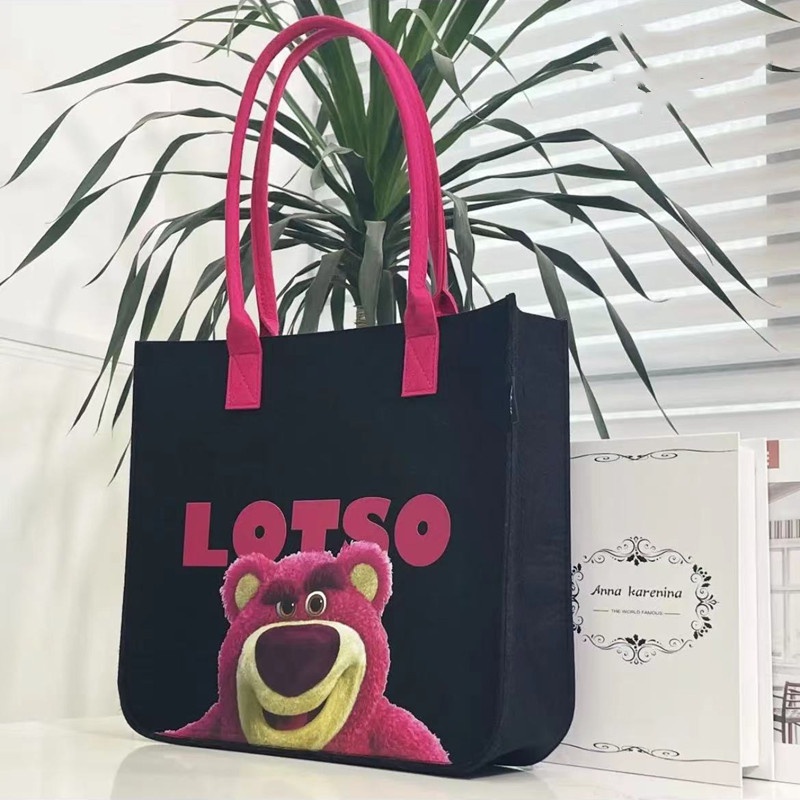 Túi xách 35cm LOTSO vải nỉ họa tiết Gấu dâu xinh xắn
