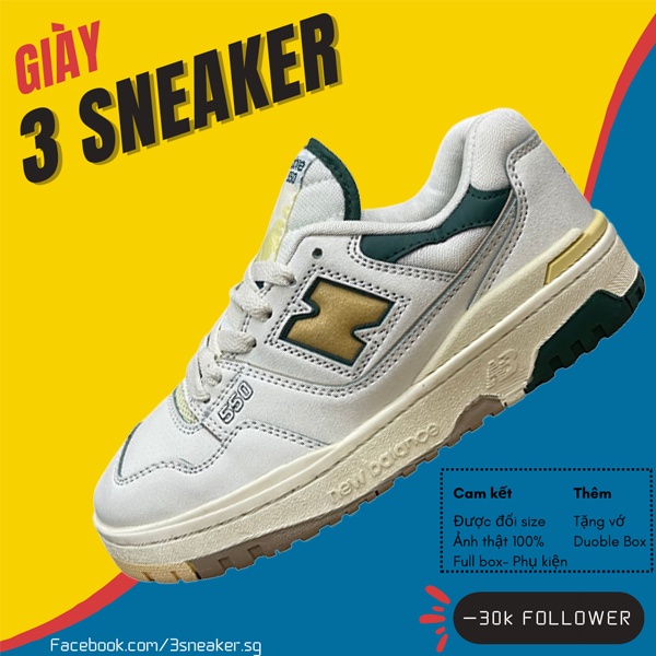 Giày New Balance 550 Aime Leon Dore Natural Green, NB 550 Xanh Vàng; Fullbox, Full Phụ Kiện