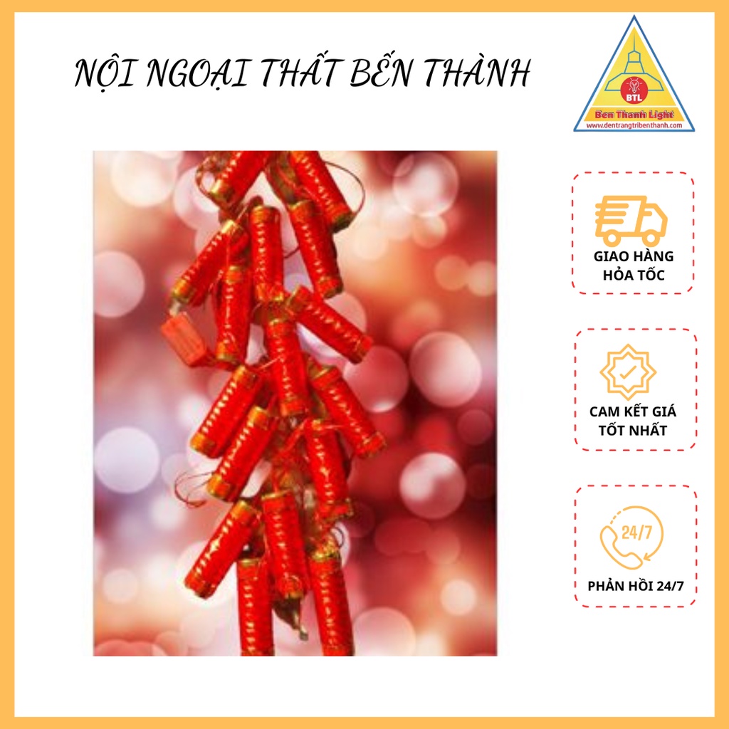 Dây đèn Led pháo cây đỏ dài 4m, gồm 20 cây pháo đỏ trang trí các dịp lễ hội, tết Trung Thu đặc biệt dịp Tết âm lịch