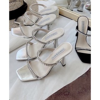 Giày cao gót charles & keith viền đá hàng xuất dư full box