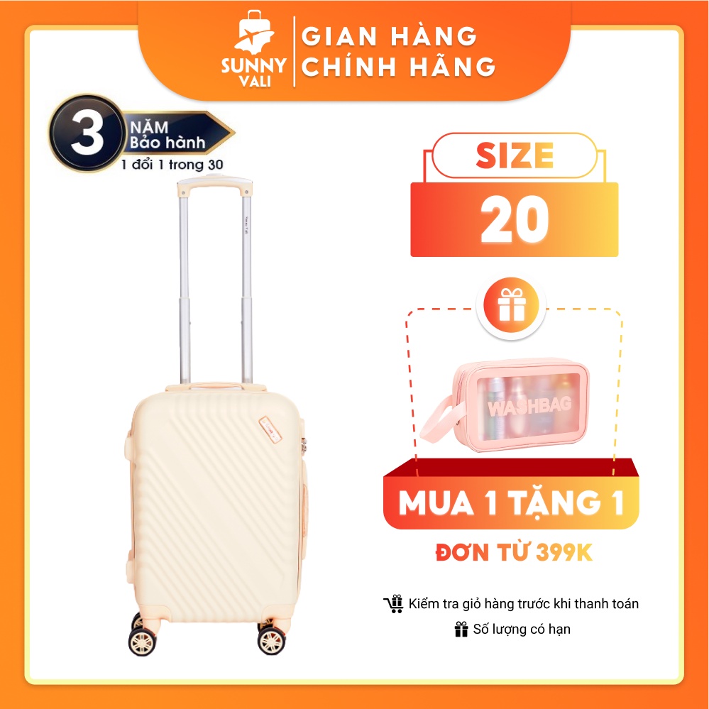 Vali chính hãng, vali du lịch Sunny SV05 SIZE 20 nhựa dẻo cao cấp bảo hành 3 năm