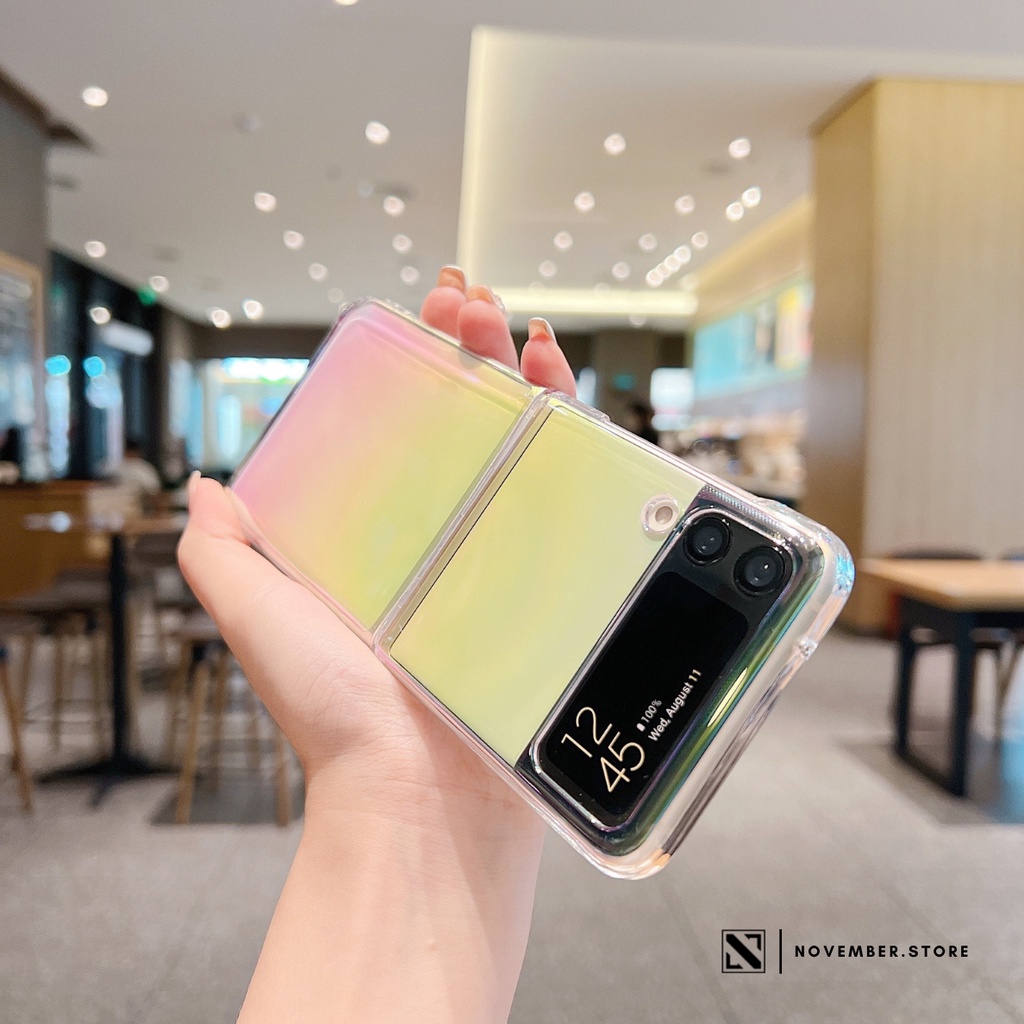 Ốp lưng cho Samsung Z Flip 4 / ZFlip4 / Z Flip4 / Z Flip 3 / ZFlip3 / Z Flip3 màu Gradient cầu vồng ánh tím