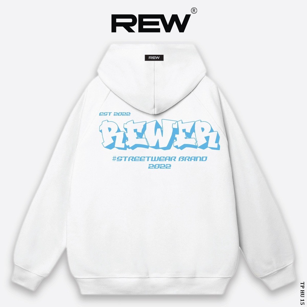 Áo Hoodie REW Unisex form rộng dành cho cả nam và nữ phong cách đường phố, mẫu REWER EST 2022 HD15