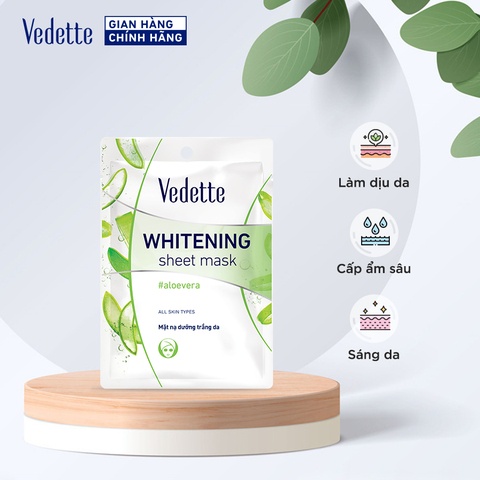 Mặt Nạ Giấy Trắng Da Nha Đam 22ml VEDETTE - CẤP ẨM & LÀM DỊU DA