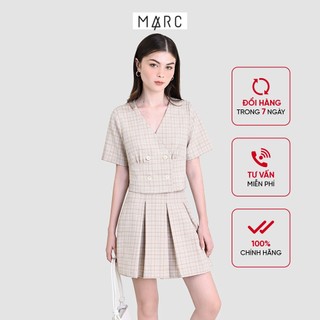 Áo nữ MARC FASHION crop họa tiết ca rô 4 nút FAHH111821