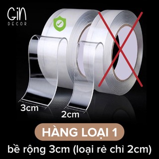 [Hàng loại 1 rộng 3cm] Cuộn keo 2 mặt silicon siêu dính trong suốt