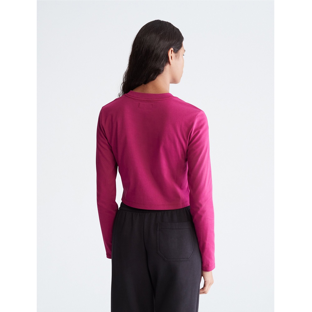 Áo thun tay dài nữ Calvin Klein Monogram Logo Long Sleeve Crop Top