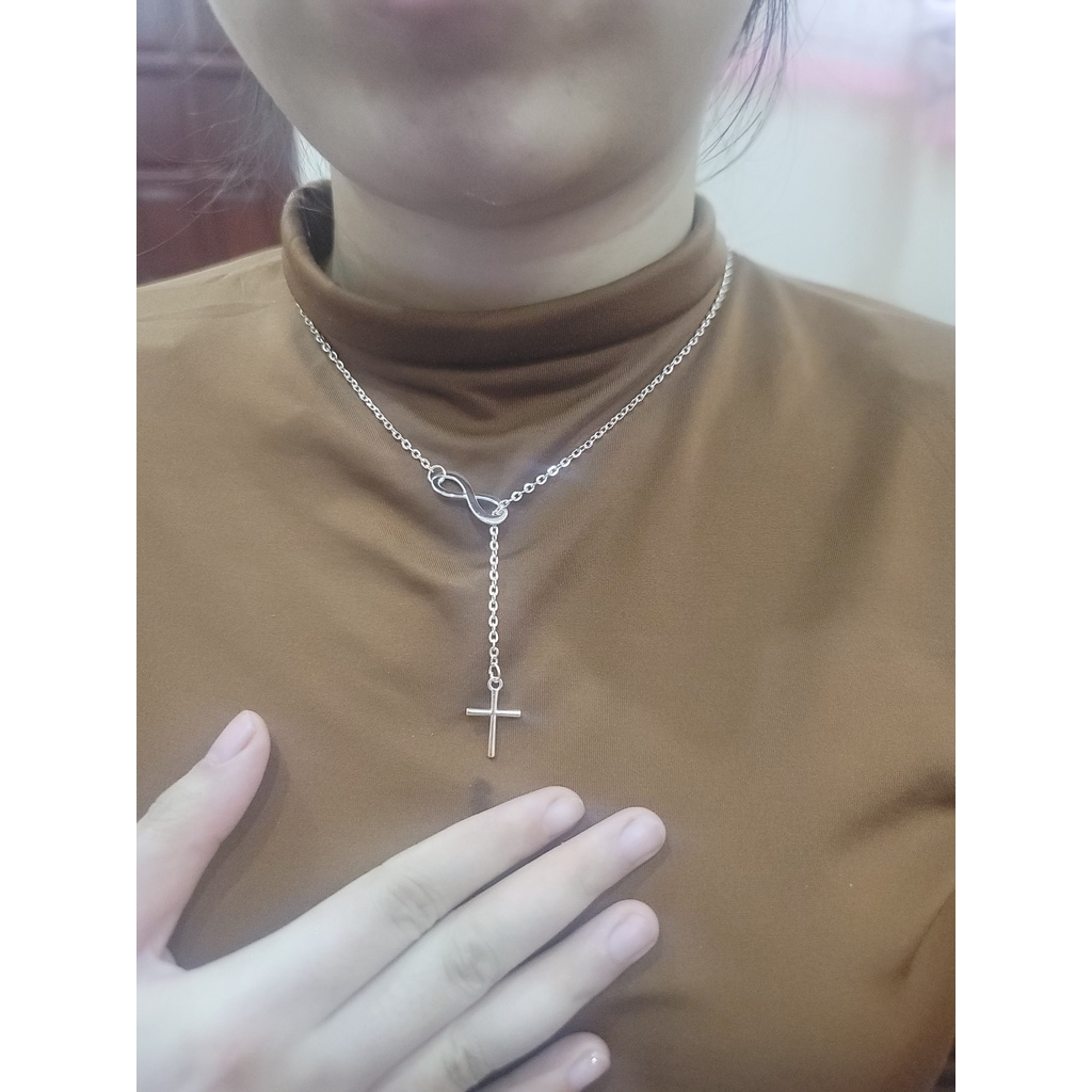 Dây chuyền vòng số tám may mắn, họa tiết thập giá, quà tặng sinh nhật, kỷ niệm