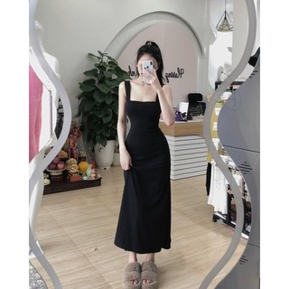 Đầm dây gân maxi bản lớn dáng chữ A - Chocomyshop