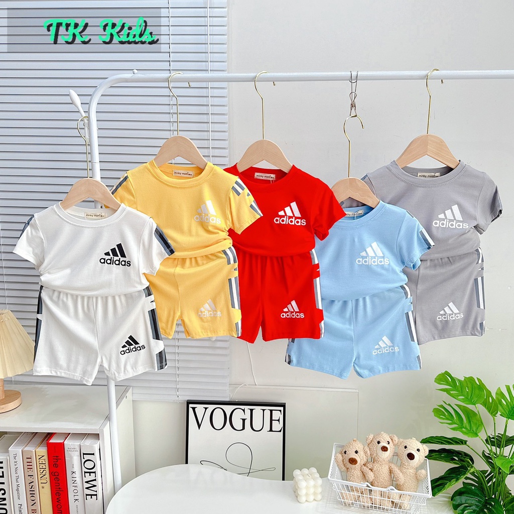 Bộ thun lạnh cộc tay cho bé trai, bé gái Adidas mẫu mới nhất cho bé trai, bé gái