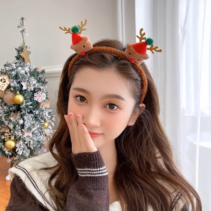 Băng đô cài tóc lông cừu Noel dễ thương cho bạn gái