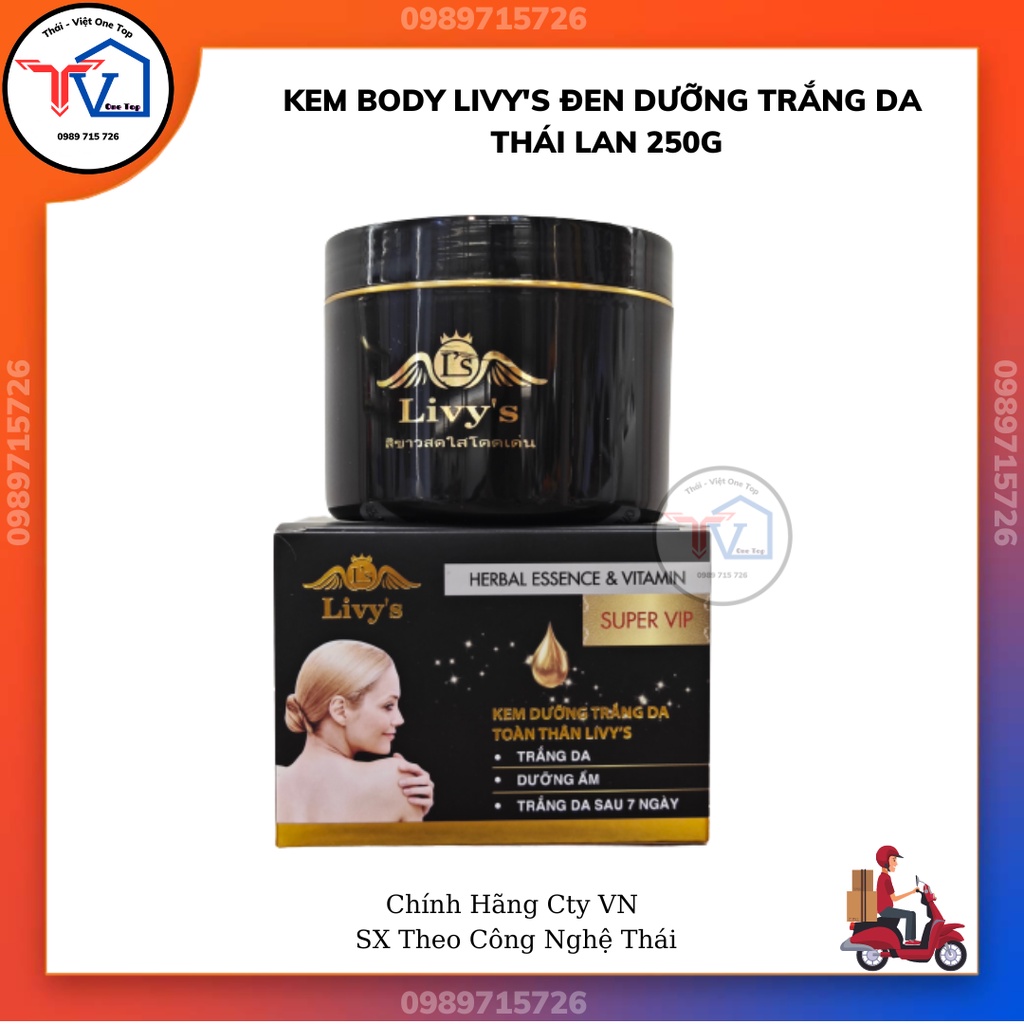 Kem Body Livy Hộp Đen Dưỡng Trắng Da - Thái Lan 250g ( Chính hãng cty VN )