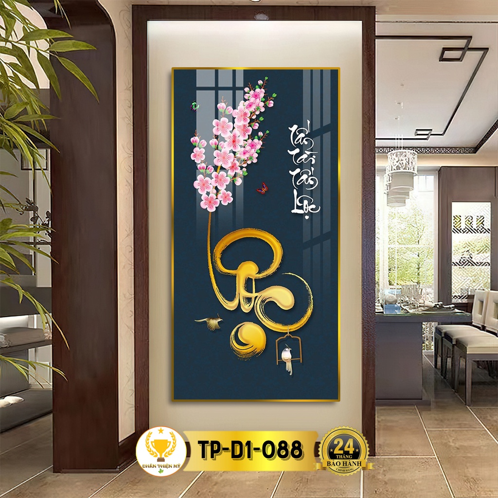 Tranh Treo Tường Decor Chữ Lộc Thư Pháp Tráng Gương CHÂN THIỆN MỸ, Quà Tặng, Trang Trí Phòng, Treo Cầu Thang TP-D1-088