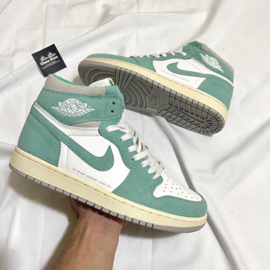 Giày Thể Thao ,Giày Sneaker ,Giày JorDan xanh mint cao cổ,Giày JD 1 xanh lá da lộn cao cấp .