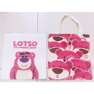 Túi xách tote vải canvas gấu dâu 2 mặt