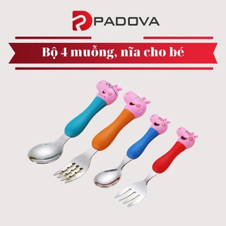 Bộ Muỗng Nĩa Cho Bé Tập Ăn, Ăn Dặm Hình Heo Peppa Đáng Yêu PADOVA 9608