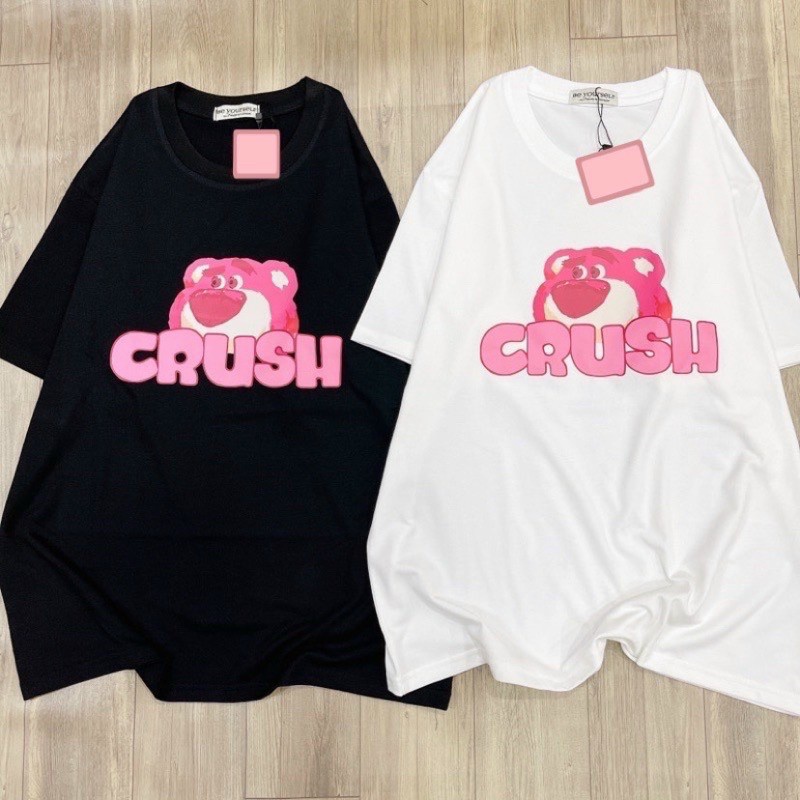 (FreeShip) Aó thun from rộng in gấu CRUSH không bong tróc,áo tay lỡ chất thun cotton co giản chất đẹp chuẩn shop