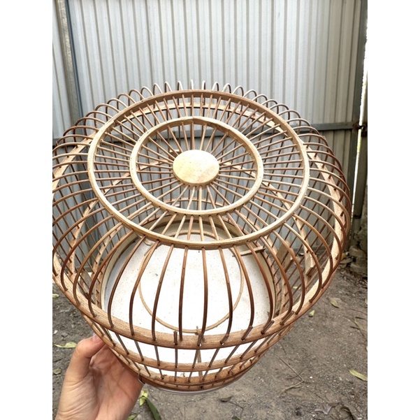 Lồng khuyên lùn đen, lồng nuôi chim khuyên loại lùn chất liệu trúc xử lý đen dễ dùng
