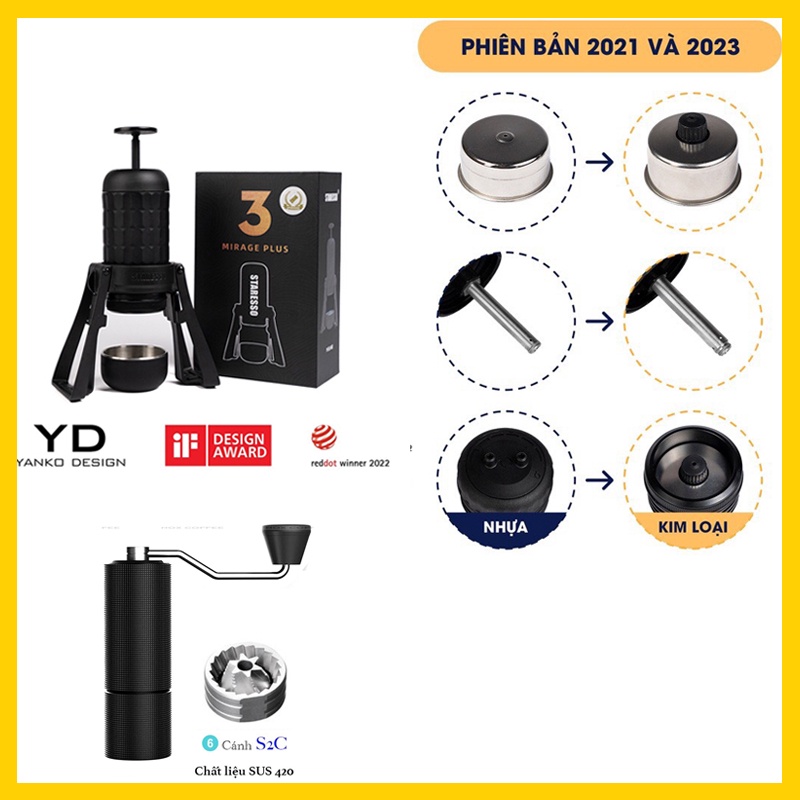 Combo máy pha cà phê Staresso Mirage Plus 2023 và cối xay cà phê Timemore C3 / C3ESP