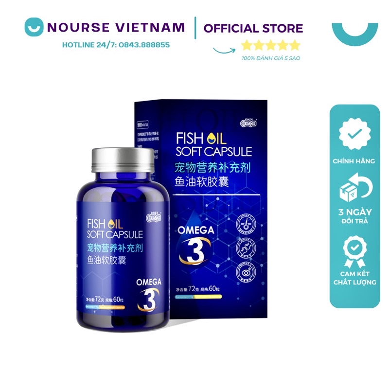 Dầu cá cho mèo CHZK Dầu cá cho chó dưỡng lông ngừa rụng lông và tăng đề kháng TB13 (72g)
