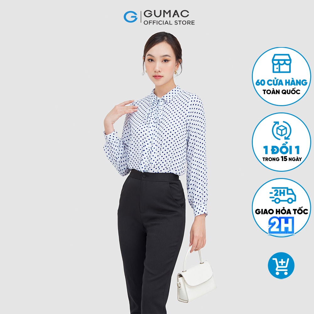 Áo sơ mi chấm bi thắt nơ AC05075 thời trang GUMAC