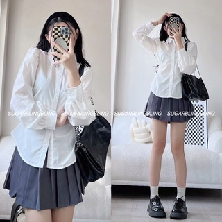 Sơmi trắng tay dài nhúm eo a129 | sugarblingbling