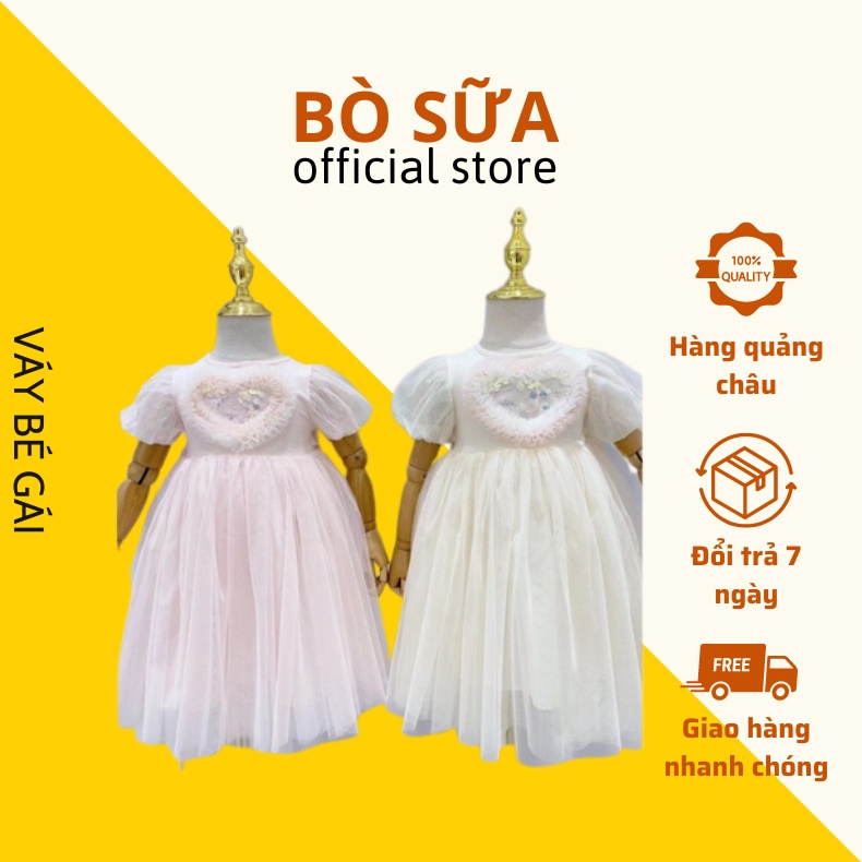 Váy đầm công chúa bé gái, váy bồng trái tim cực xinh yêu cho bé