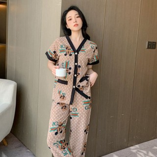 Bộ đồ ngủ nữ lụa satin mềm mịn thoáng mát phong cách hàn quốc,Bộ pijama nữ mặc ở nhà cực đẹp và dễ thương STYLEY B001