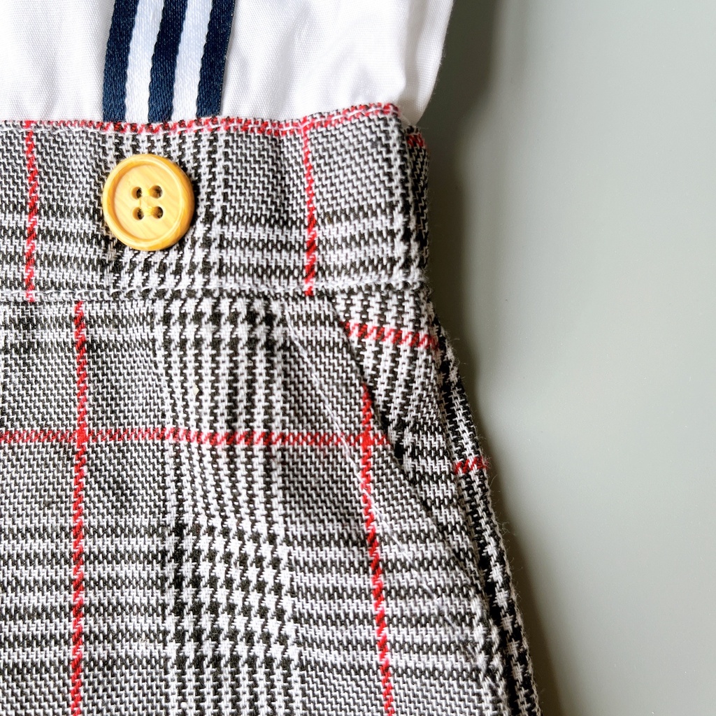 Áo liền quần bé trai body công tử sơ sinh RED TAG ngắn tay 0-3 tháng xuất dư