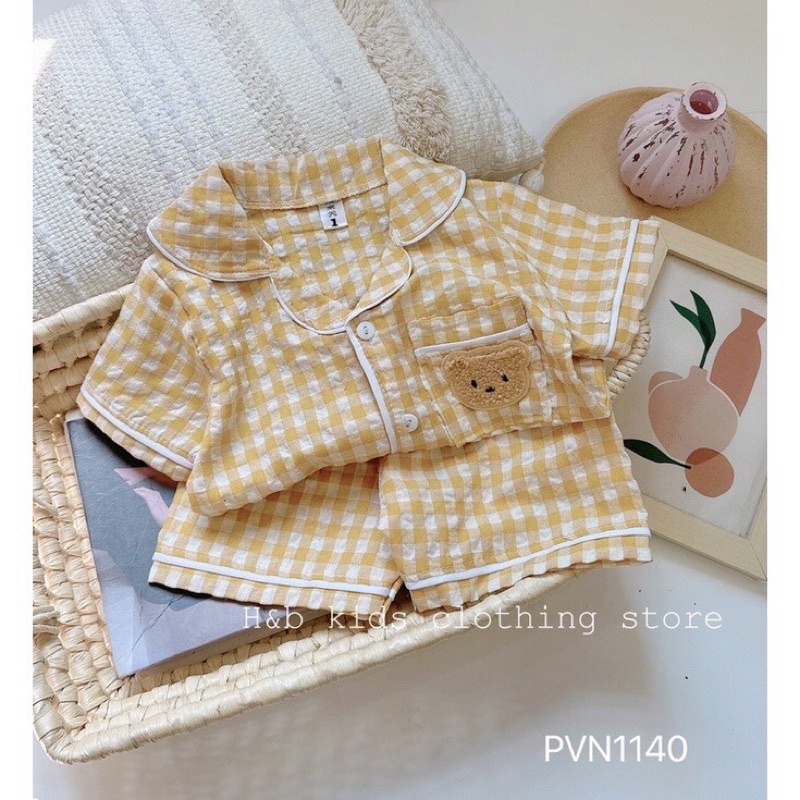 Pijama Cho Bé  GIN KIDS STORE Bộ Cộc Tay Pijama Cho Bé Cho Bé Trai,Bé Gái, Chất Liệu Pima, đũi, xốp, 10-22kg