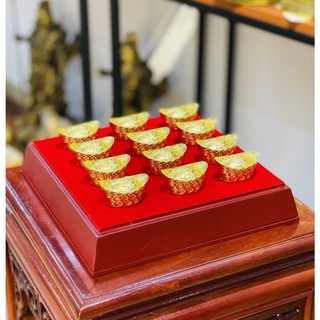 Bộ thỏi vàng bằng đồng mạ vàng 24k chiêu tài lộc, Bộ Kim Nguyên Bảo Cầu Tài Lộc bằng đồng mạ vàng 24k, Đồ Đồng Đông Sơn