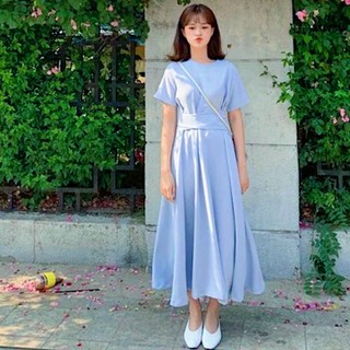 Đầm váy freesize cổ tròn chéo eo 2 màu
