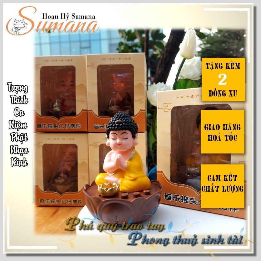 Chú tiểu - Thích Ca gật gù gõ mõ có nhạc trang trí xe hơi (Phiên bản sạc điện của chú tiểu tụng kinh)