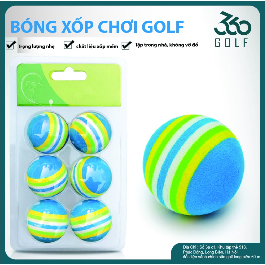 Bóng xốp chơi golf trong nhà và cho trẻ em. trọng lượng nhẹ, chất liệu xốp mềm và đàn hồi tốt.