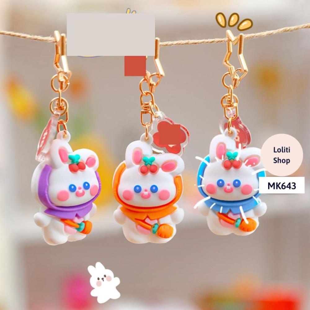 Móc khóa silicon thỏ anh đào cao cấp móc cài balo, chìa khóa dễ thương LOLITI MK643