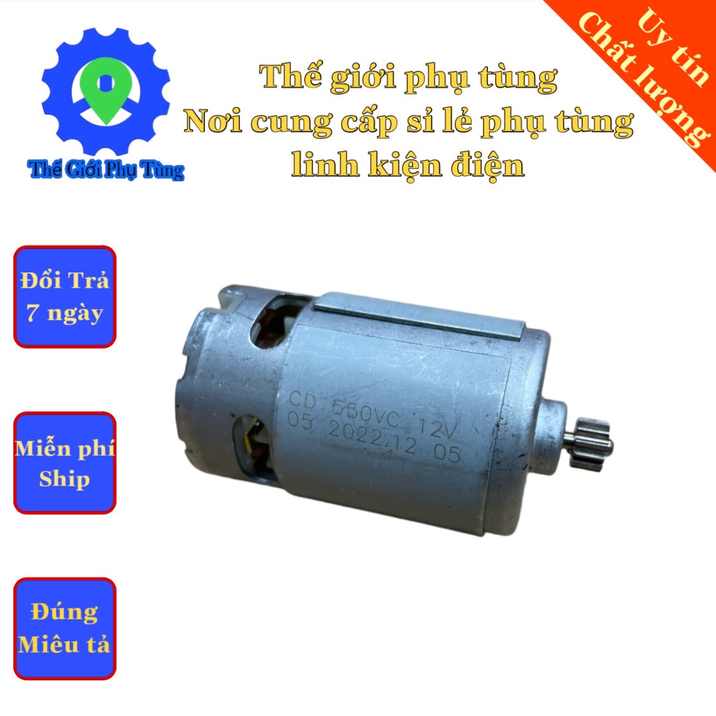 MOTOR 550 12V Dùng Cho Máy Khoan Pin Cầm Tay 12V 12 Răng | Chất Lượng 100% Dây Đồng