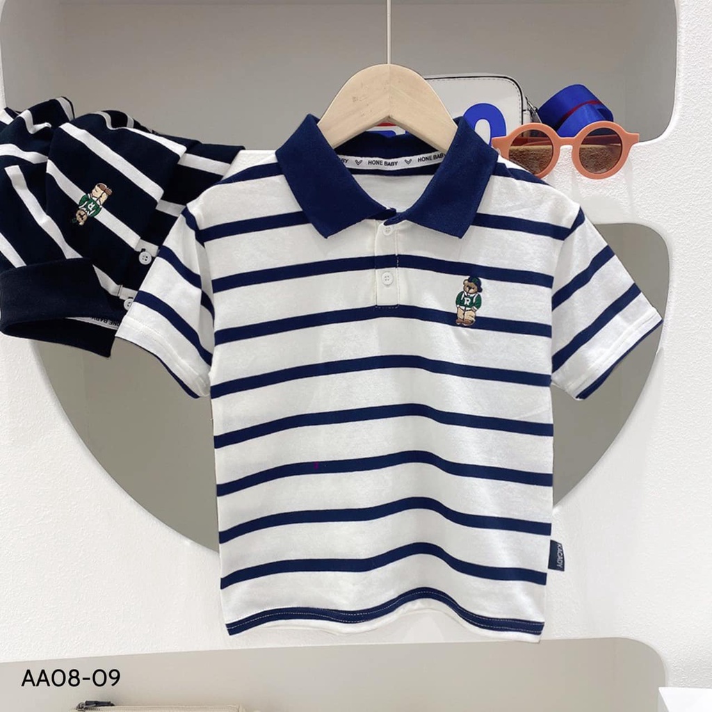 Áo polo cho bé trai BAE KIDS, áo polo trẻ em cộc tay 11kg đến 34kg