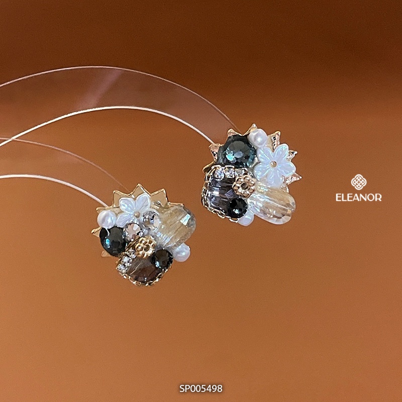 Bông tai nữ chuôi bạc 925 Eleanor Accessories hình hoa đính đá phong cách trẻ trung phụ kiện trang sức 5498