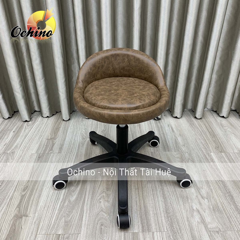 Ghế Spa Phun Săm Chân Nhựa Đen Mẫu Tựa Thấp Có Chân Bánh Xe Tiện Lợi (Hàng Có Sẵn)