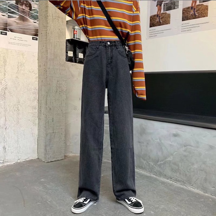Quần Jean Nữ Ống Rộng Cạp Cao Siêu Hack Dáng Chất Vải Không Phai Màu Phù Hợp Với Mọi Set Đồ | BigBuy360 - bigbuy360.vn