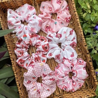 Dây buộc tóc, thun cột tóc scrunchies gấu dâu dễ thương