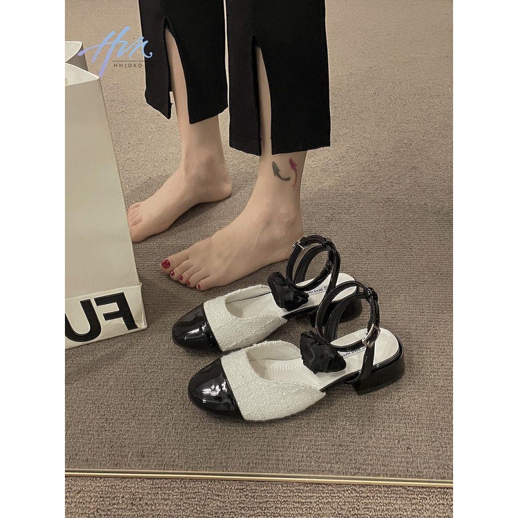 Giày Sandal Cao Gót Phối Màu Sắc Tương Phản Thời Trang Mùa Hè 2023