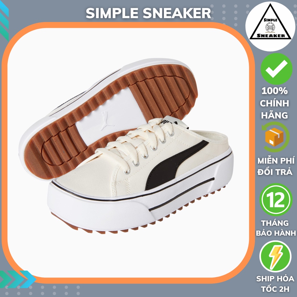 Giày Sục Nữ Puma Kaia Mule Chính Hãng 🔴SIMPLE SNEAKER🔴 Giày Đạp Gót Puma Wms Kaia Mule Cream White [385168-02]