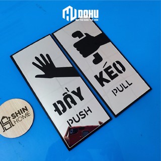 Bảng gương trắng kéo đẩy cửa, bảng dán cửa pull push có sẵn keo dán phía sau bảng