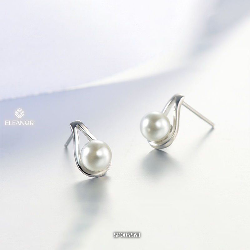 Bông tai nữ chuôi bạc 925 Eleanor Accessories đính ngọc trai nhân tạo phong cách basic phụ kiện trang sức 5563