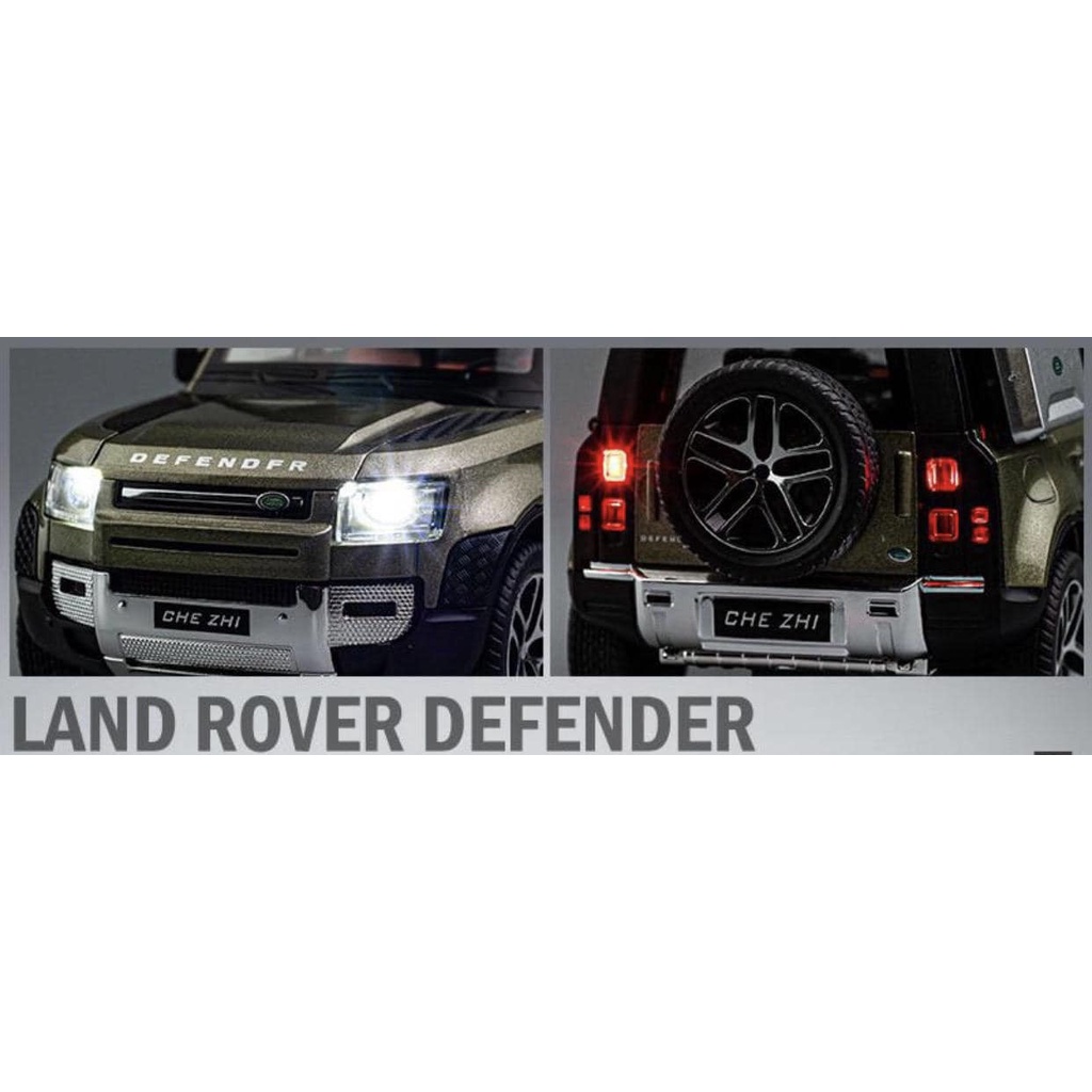 Mô hình xe ô tô Land Rover Defender tỉ lệ 1:24 kim loại hãng CHEZHI oto đồ chơi trẻ em vỏ sắt trưng bày o to SUV mini